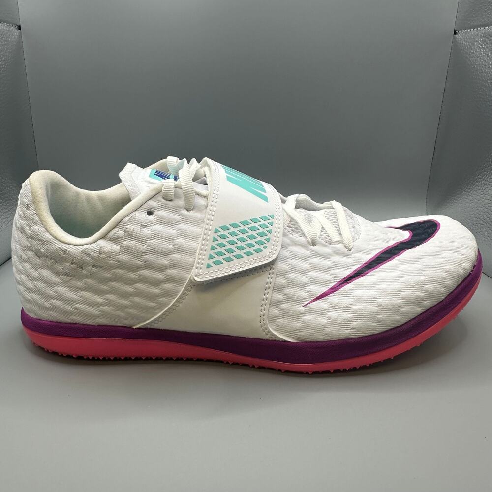 Nike High Jump Elite Men Size 9 White Hyper Violet Obsidian Shoes FZ9636-101 NEW